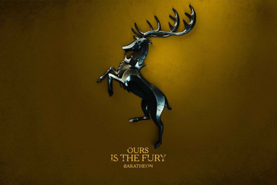 

Aabhaas Wall Poster Ours is the fury House Baratheon Sigil Silver Shine Paper Print(12 inch X 18 inch, Rolled)