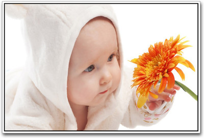 

Wall Poster Cute Baby with Flower Paper Print(12 inch X 18 inch, Rolled)