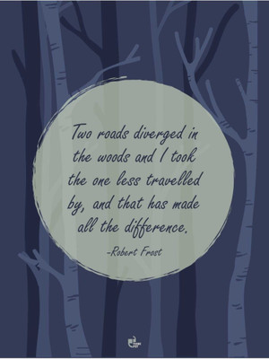 

Akhuratha Wall Poster roads diverged in the woods and I took the one less travelled by and that has made all the difference - Robert Frost Paper Print(12 inch X 18 inch, Rolled)