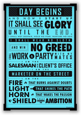 Aabhaas Wall Poster Startup Oath Motivational Blue Paper Print(12 inch X 18 inch, Rolled)