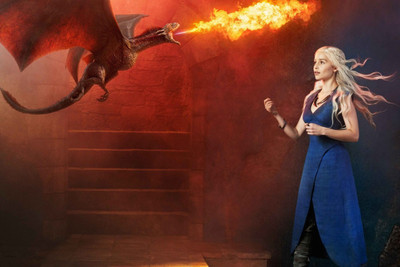 Aabhaas Wall Poster Khaleesi and Her Dragon Paper Print(12 inch X 18 inch, Rolled)