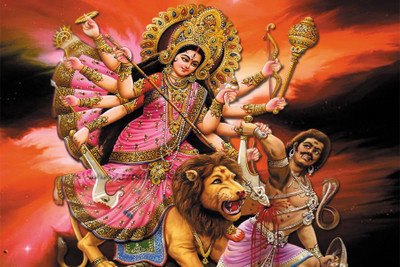 

Aabhaas Wall Poster -shera-wali-mata- Paper Print(12 inch X 18 inch, Rolled)
