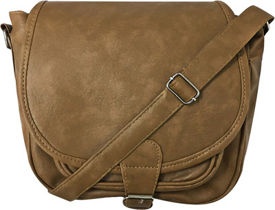 

FashionCops Girls Casual Beige PU Sling Bag