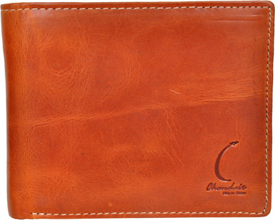 Chandair Men Orange Genuine Leather Wallet(7 Card Slots), Ginger orange