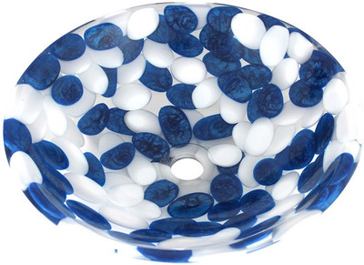 

Zahab BLUE PEBBLES ROUND RESIN WASH BASIN BL108 Table Top Basin(Blue)