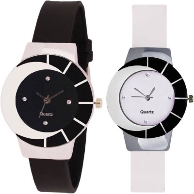Frida black and white flat glass analogue stylish designer watches for girls and women Watch  - For Girls   Watches  (Frida)