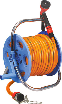 

AquaHose Garden Hose Reel Orange 30mtr (12.5mm ID) Revolving Type Hose Pipe Garden Tool Kit(1 Tools)