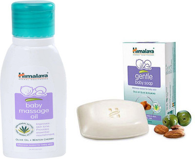 Himalaya Herbals Baby Massage Oil (50ml)+Himalaya Gentle Baby Soap (100g)(White) available at flipkart for Rs.160