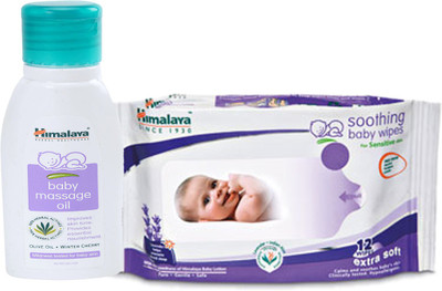 Himalaya Herbals Baby Massage Oil (50ml)+Himalaya Herbals Soothing Baby Wipes (12 Sheets)(White) available at flipkart for Rs.145