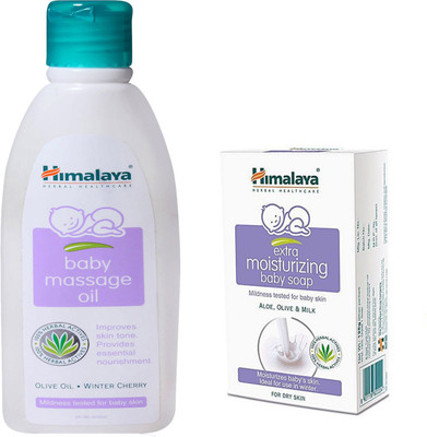 

Himalaya Herbals Baby Massage Oil (200ml)+Himalaya Gentle Baby Soap (100g)(White)