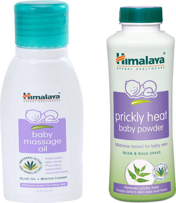 Himalaya Herbals Baby Massage Oil (50ml)+Himalaya Herbals Prickly Heat baby Powder (50g)(White) available at flipkart for Rs.148