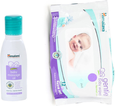 Himalaya Herbals Baby Massage Oil (50ml)+Himalaya Herbals Gentle baby Wipes (12 Sheets)(White) available at flipkart for Rs.148