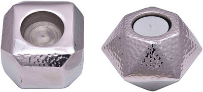 

Sammsara Set of 2 Square & Hexagonal Hammered Aluminium Diwali Decor Votive Aluminium 2 - Cup Tealight Holder Set(Silver, Pack of 2)