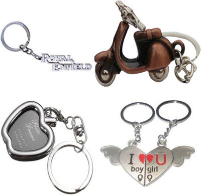 

MGP Fashion Apple Shape Black Photo Frame,Copper Scooter, Royal Enfield,Wings Heart Shape Couple Key Chain Combo Key Chain(Multicolor)