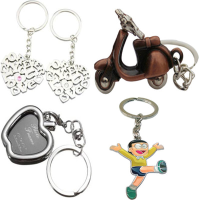MGP Fashion Apple Shape Black Photo Frame,Copper Scooter, nobita,Couple Key Chain Combo Key Chain(Multicolor)