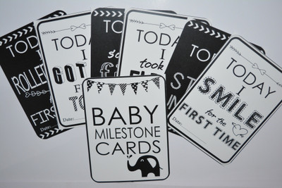 

SYGA Set Of 27 Baby Milestone Cards, Baby Shower Gift, Newborn Gift, Baby Photo Props, Baby Monthly Card, Monochrome Baby Gift, New Baby Card Game Greeting Card(Multicolor, Pack of 27)