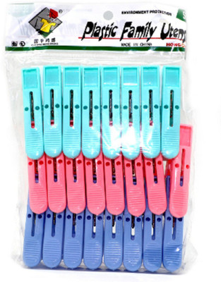 

RIANZ Nonslip Grips Clothespins Clothes Clips Pegs 24 Pcs Assorted Colors Plastic Clothesline(6 m)