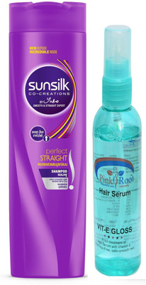 sunsilk Perfect Straight Shampoo with Pink Root Hair Serum(Set of 2)
