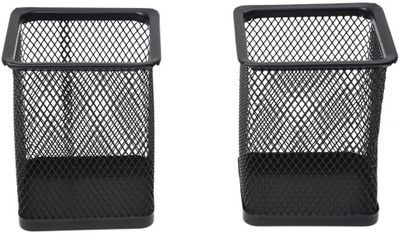 

JK Enterprises 2 Compartments metal Metal Pen Holder(Black)