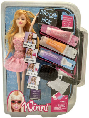 

FlySky Sweet & Cute Beautiful Winni Magic Hair Doll set with 3 colors(Pink)