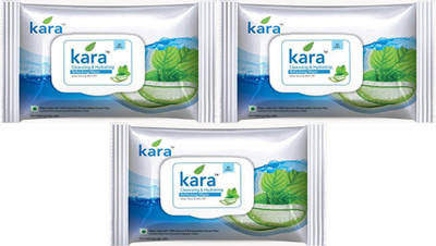 

Kara Cleansing & Hydrating Refreshing Wipes Aloe Vera & Mint Oil (Pack of 3)(Pack of 30)
