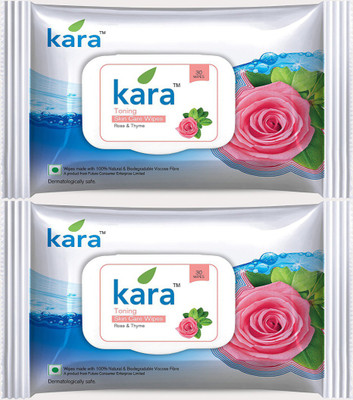 

Kara Toning Skin Care Wipes Rose & Thyme (Pack of 2)(Pack of 30)