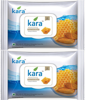 

Kara Moisturising Skin Care Wipes Honey & Almond (Pack of 2)(Pack of 30)