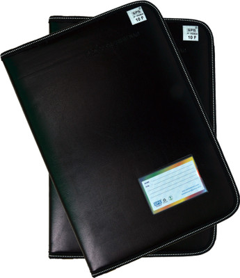 

SPS Leather Premium Leatherette Material Professional Files and Folders, Certificate, Documents Holder (10 Leafs, Size - FS)(Set Of 2, Black)