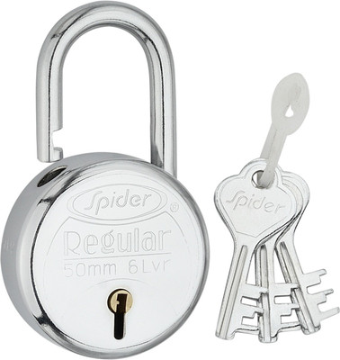 

Spider Steel Regular Pad Lock 3Keys (50mm) (RP50) (Pack of 5 Pcs) Padlock(Steel)