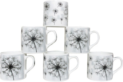 

Pearl Tea-Black Bone China(Black, Pack of 6)