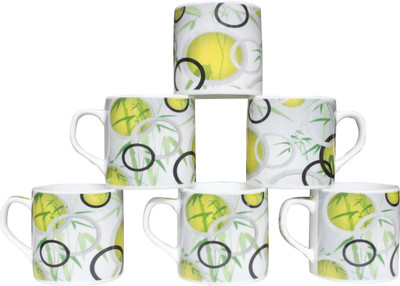 

Pearl Tea-Yellow Bone China Mug(180 ml, Pack of 6), Multicolor
