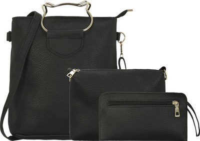 

Le Cuero Women Casual Black PU Sling Bag