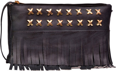 

Jayteen Women Evening/Party Black PU Sling Bag