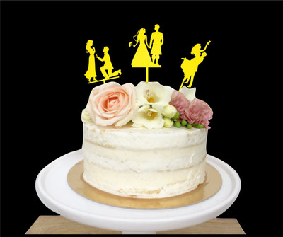 

Naveed Arts  Acrylic cake topper Sticker(Pack of 3, Gold mirror
