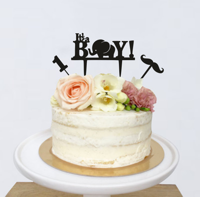 

Naveed Arts  Acrylic cake topper Sticker(Pack of 3, Black