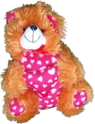 

CJ Stuffed Soft Cute Teddy Bear with heart Message Best Festival gift for kids 25 cm - 25 cm(Brown, Pink)