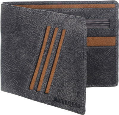 

MARKQUES Men Grey Artificial Leather Wallet(6 Card Slots), Grey-13