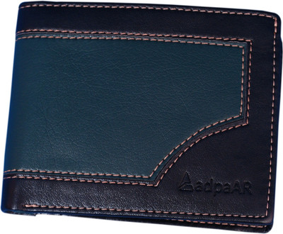 

adpaar Men Black Genuine Leather Wallet(7 Card Slots), Black;green