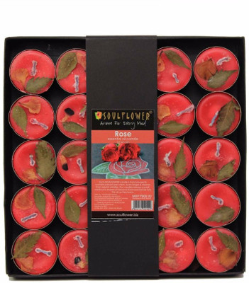 

Soulflower Big T Light Candles Pack of 25 - Rose Candle(Multicolor, Pack of 25)