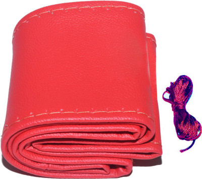MOCKHE Hand Stiched Steering Cover For Tata Indigo CS(Red, Leatherite)
