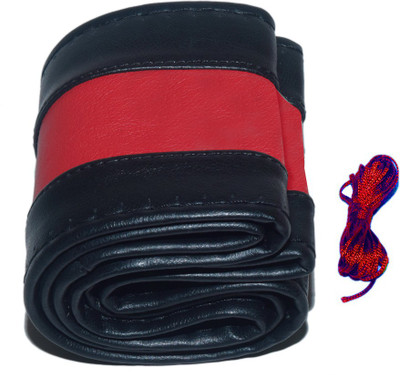 MOCKHE Hand Stiched Steering Cover For Audi A6(Red/Black, Leatherite)