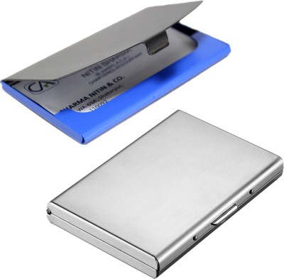 

Stealodeal Silver High Quality Metal With Black-Blue Stainless Steel 6 Card Holder(Set of 2, Silver, Multicolor)