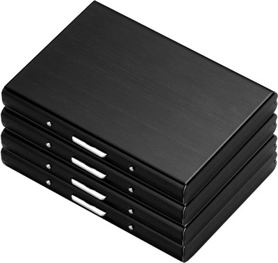 

Stealodeal Black Waterproof Limited Edition Metal Atm (Pack of 4) 6 Card Holder(Set of 4, Black)