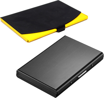 

Stealodeal Full Black Metal Limited Edition With Black-Yellow Stainless Steel 6 Card Holder(Set of 2, Black, Multicolor)