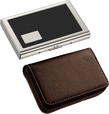 

Stealodeal Brown Leather With Black Debit/Credit Metal|Combo of 2| 15 Card Holder(Set of 2, Brown, Black)
