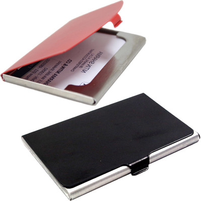 

Stealodeal Black and Red Stainless Steel |Combo of 2| 10 Card Holder(Set of 2, Black, Red)