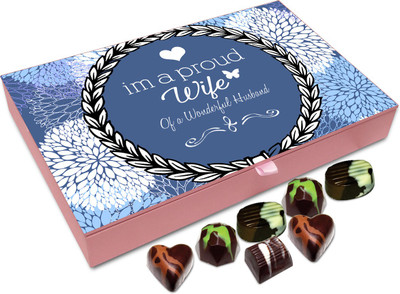 

Chocholik Gift Box - I Am A proud Wife Of A Wonderful Husband Chocolate Box - 12pc Truffles(144 g)