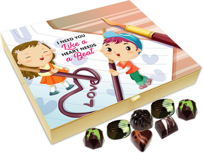 

Chocholik Gift Box - I Need You Like A Heart Needs A Beat Chocolate Box - 20pc Truffles(240 g)