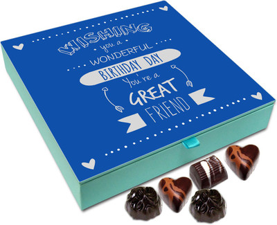

Chocholik Gift Box - Wishing A Wonderful Birthday To My Wonderful Friend Chocolate Box - 9pc Truffles(108 g)