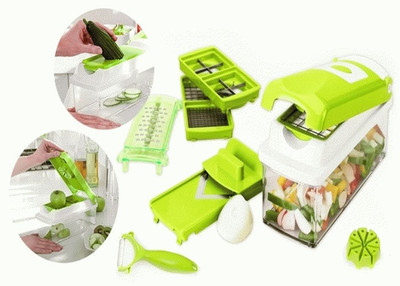Blue Birds Nicer Dicer Plus by Genius | 13 pieces | kiwi-green | Fruit and vegetable slicer | As seen on TV Chopper(Green) available at flipkart for Rs.548